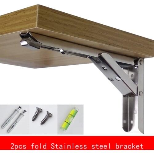 2Pcs Max Negative Heavy 65kg 8-14 inch Folding Stainless steel Bracket Triangular Release Support with install parts