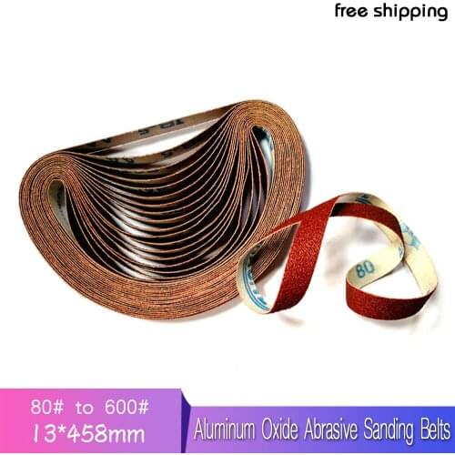 25 PCS 13*458MM Aluminum Oxide Abrasive Sanding Belts Sandpaper 80 to 600 Grits for Polishing Grinding Abrasive Tools