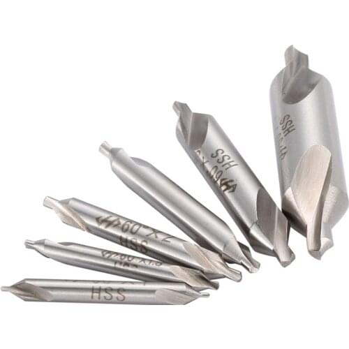 EVANX 6pcs Combined Center Drills 5/3/2.5/2/1.5/1mm HSS Drill Bits Set Countersinks 60 Degree Angle Bit Set Tool