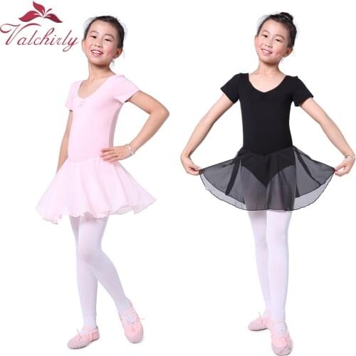Valchirly Girls Ballet Chiffon Dress,Kids Cotton Lycra Tutu Ballet Skirt,Gymnastics Leotard Costume