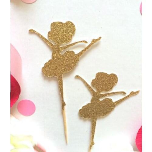 Glitter cute Ballerina Cupcake Toppers girl baby shower baptism wedding Ballet Birthday, Dance Party Decor