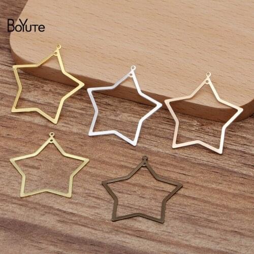 BoYuTe (100 Pieces/Lot) 29MM Metal Brass Stamping Star Pendant Charms for Jewelry Making DIY Handmade Materials