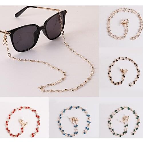 Women Gold Silver Sunglasses Chains For Glasses Mask Reading Beaded Eyewear Cord Lanyard Crystal Metal Holder Neck Strap