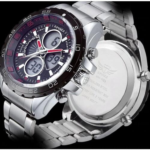 New fashion Men sports watches full stainless steel casual digital watch blacklight relogio masculino montre homme