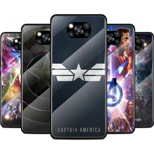 Avengers Captain America Tempered Glass Cover For Xiaomi Poco X3 NFC F3 M2 X2 F2 Redmi K20 K30 K40 Pro Plus Phone Case