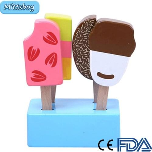 Baby Montessori Ice Cream Educational Toy 3D Wooden Play House Toy Popsicle Popsicle Model Toy Action Figure for Children Gifts