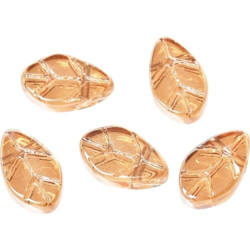 DoreenBeads Glass Loose Beads Leaf Orange AB Color Transparent About 11mm x6mm -11mm x7mm ,Hole about:0.8mm,50 PCs