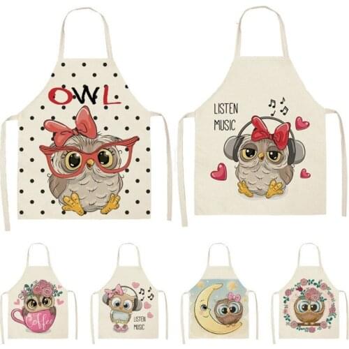 Cartoon owl flower apron aprons for women baking accessories apron kitchen Apron for kitchen aprons cafe apron for men Linens