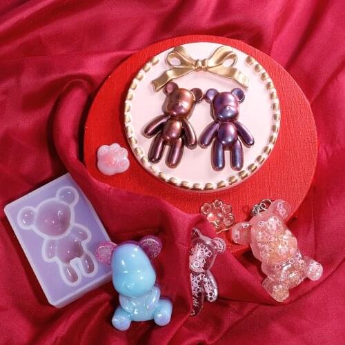 3D Bear Resin Molds Lovely Epoxy Silicone Animal Molds For DIY Car Keychain Making Crafts Home Decoration Jewelry Accessories