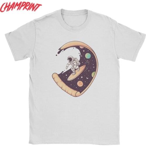 Delicious Ride Space Astronaut Cosmic Pizza T Shirt Mens 100% Cotton T-Shirts O Neck Tee Shirt Short Sleeve Clothes New Arrival