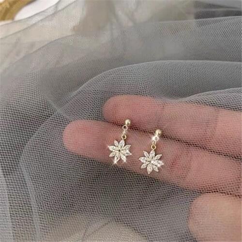 Dainty Cute Flower Drop Earrings Fashion Charm Aesthetic Elegant Jewelry For Women Wedding Engagement Party Valentines Day Gift