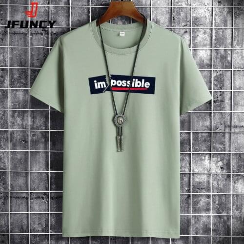 JFUNCY S-6XL Oversize Men Loose Tee Tops Fashion Letter Print Short Sleeve Mens Cotton T-shirt Summer New Male Casual Tshirt