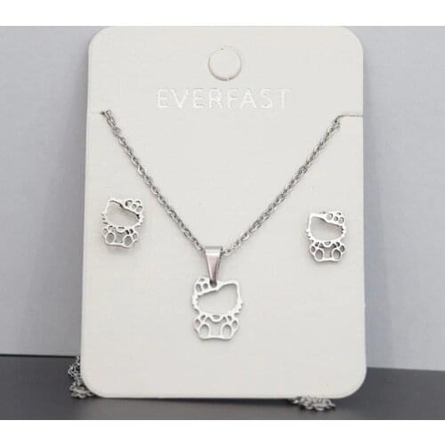 1set New Arrival Stainless Steel Jewelry Set Little Kitty Cat Earrings Statement Necklace Sets Women Kids Festival Gifts