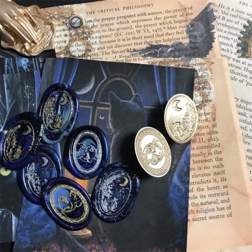 Original Cat Kitty Moon Stamp Head DIY Custom Oval Wax Seal Heads Stamps Postage Journal Package Wedding Gifts Envelope Tools