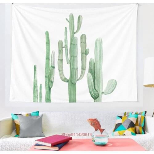 Pretty Cactus Green and White Desert Cacti Wall Art Three Amigos tapestry Art Wall Hanging Tapestries for Living Room Decor