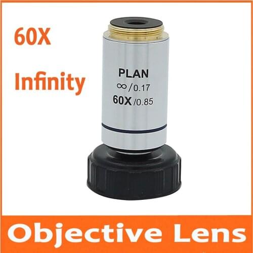 1pc 60X 195 Metal Infinity Plan Achromatic Objective Lens Educational Olympus Biomicroscope Biological Microscope 20.2mm