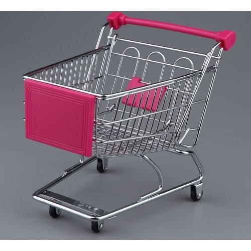 Mini Supermarket Handcart Tiny Shopping Cart Trolley Funny Shopping Utility Cart Storage Toy for Kids Pretend Supermarket Toys