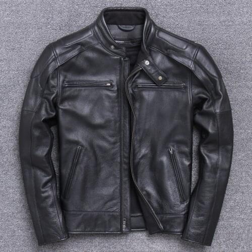 2020 Locomotive Clothing Mens Head Layer Thickness Cowhide Stand Lead Short Fund Halley Motorcycle Serve Really Leather
