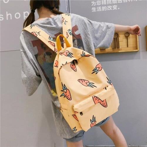 New Fashion Women Backpack Fruit Pattern School Bag for Teenage Girls High Quality Nylon Waterproof College Backpack Mochilas