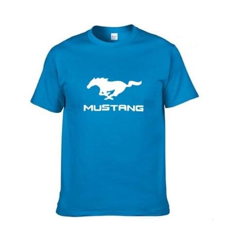 2020NEW Mens T-Shirt for Mustang Car Logo Printed high quality Cotton Fashion Casual Solid color Short sleeve Crew neck T-Shirt