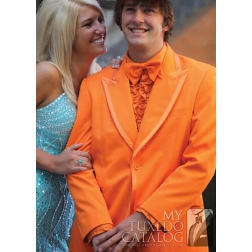 Latest Coat Pant Designs Orange Men Suit Slim Fit Skinny 2 Piece Stylish Suits Custom Fashion Party Tuxedo Vestidos Jacket+Pant