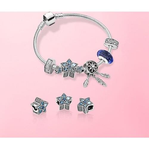 New High-quality 925 Sterling Silver Christmas Series Star Wish Sparkle Set Bracelet Light Luxury Couple Christmas Gift