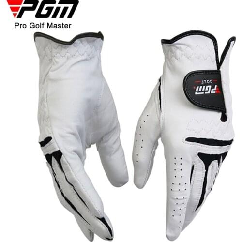 2PCS/LOT PGM Genuine Leather golf glove men Left & Right Hand Wear Resistant Sheepskin Golf Sport Gloves Soft Breathable