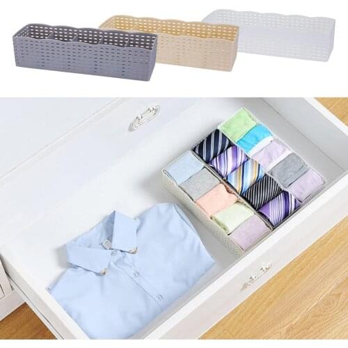 Plastic Organizer Tie Bra Sock Drawer Cosmetic Container Divider Storage Box