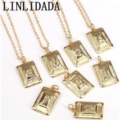 10Pcs, 26 Initial Letters Necklace Gold Color Geometry Shaped Charm Alphabet Pendant for Women Girls Jewelry Gifts