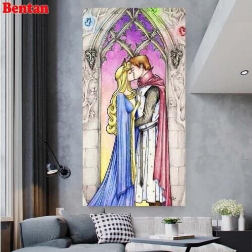 Full Square Round Diamond Painting cartoon prince and princess romantic kiss 5D DIY Diamond Embroidery Sale Mosaic Picture