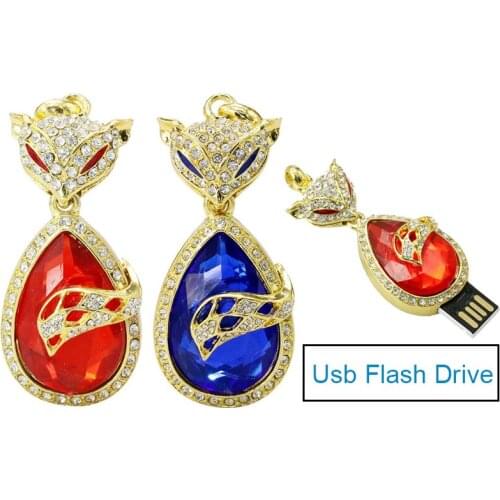 Diamond Crystal Animal Fox Cat USB Flash Drive Girl Lovers Gift PenDrive 8GB 16GB USB Drive Flash Card USB Stick