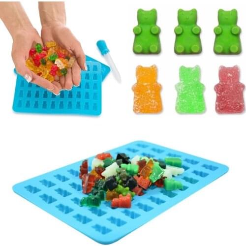 DIY Silicone Cake Tools Mold 1 Set 50 Cavity Gummy Bear Chocolate Mould Candy Maker Ice Tray Jelly Moulds Kitchen Bakeware Decor