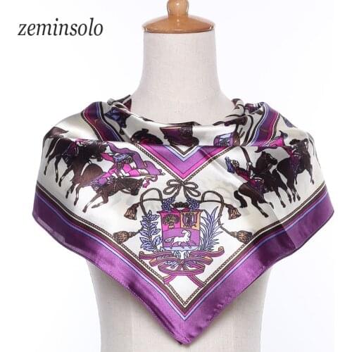 Hot Sale Scarf For Women Satin Square Silk Scarf Printed Plaid New Arrival Women Scarves Polyester Scarf 85*85cm