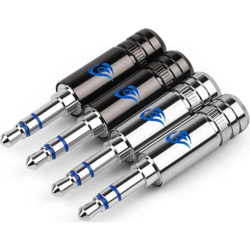 Audio Plug Jack 3.5mm 3 Pole Stereo 4-Layer Rhodium Plated Beryllium Copper Earphone Cable Adapter Metal Solder Wire Connector