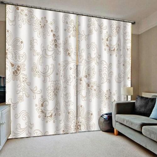 Simple pattern curtains 3D Curtain Luxury Blackout Window Curtain Living Room blackout curtains