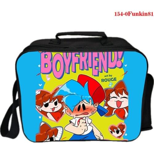 Cute Friday Night Funkin Thermal Insulated Lunch Bags Canvas School Handbag Thermal Cool Bag Picnic Bag Food Shoulder Lunch Box