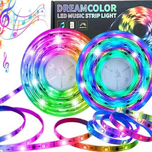 5m/10m Bluetooth Dream Color 5050 RGB LED Strip Lights for Room TV Diode Ribbon Neon Flexible Light Strips Christmas Lights