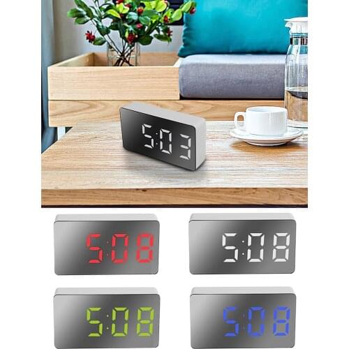 LED Mirror Clock Electronic Mini Digital Alarm Clock Quiet Sleep Environment 3 Alarms Snooze Mode 31inch LED Display intensely