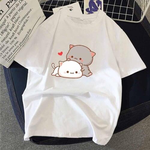 Womens T-shirt Short Sleeve Printed Top Two Bears Cute Summer Oversized T Shirt Loose Fashion Graphic Tee Female Funny Top