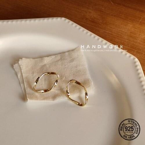 S925 Silver Needle Earrings For Women Gold Circle Geometric Twist Hollow Line Design Fashion Girl Birthday Gift Jewelry INEFFA