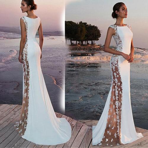 Women Lace Sleeveless Sexy Long Evening Party Ball Gown Bodycon Prom Gown Elegant Formal Dress White