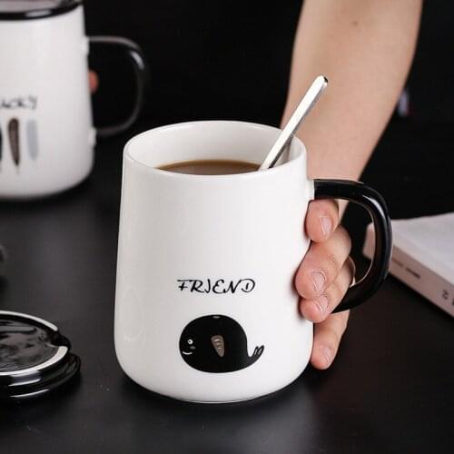 1PC Modern Simplicity Ceramics Coffee Mug with Lid Cute Animal Mugs Creative Drinkware Coffee Tea Cups Novelty Gifts Milk Cup