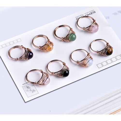 1PC Lovely fashion natural crystal ring rose quartz amethyst jewelry quartz crystal party jewelry DIY gift couple jewelry