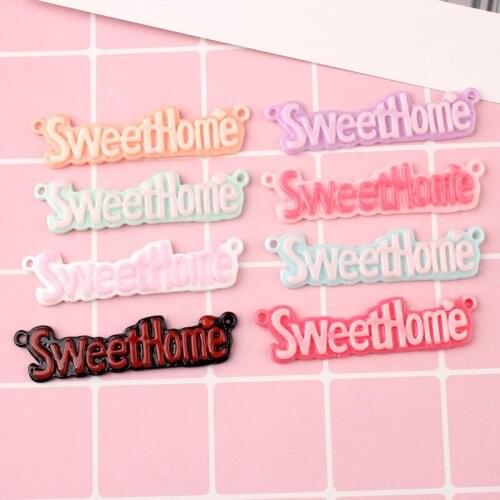 10pcs 65*16mm Resin multicolor sweethome word connector charms kawaii flatback cabochon sticker diy jewelry making decoration