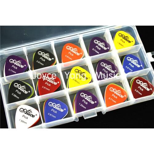 100pcs Alice Acoustic Electric Guitar Picks Plectrums+1 Large Plastic Picks Holder Case Box Free Shipping