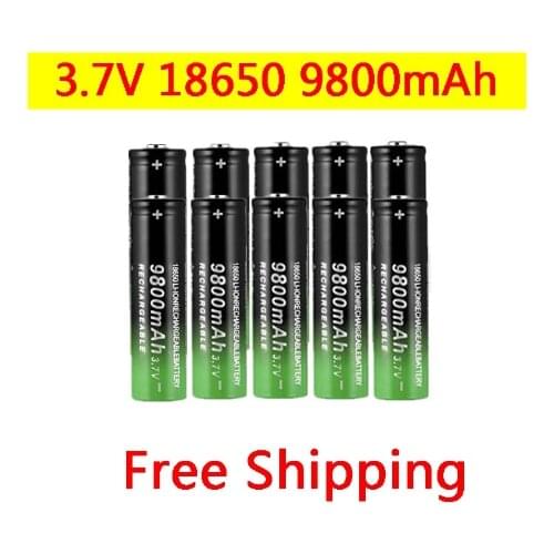 18650 Battery High Quality 9800mAh 3.7V 18650 Li-ion batteries Rechargeable Battery For Flashlight Torch + Free shipping