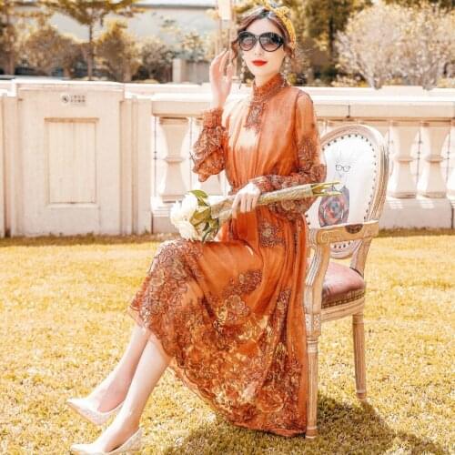 2021 100% Silk Dress Woman Midi Elegant Dress Female Plus Size Dresses for Women 5xl Long Sleeve Spring Autumn Vestidos Pph3199