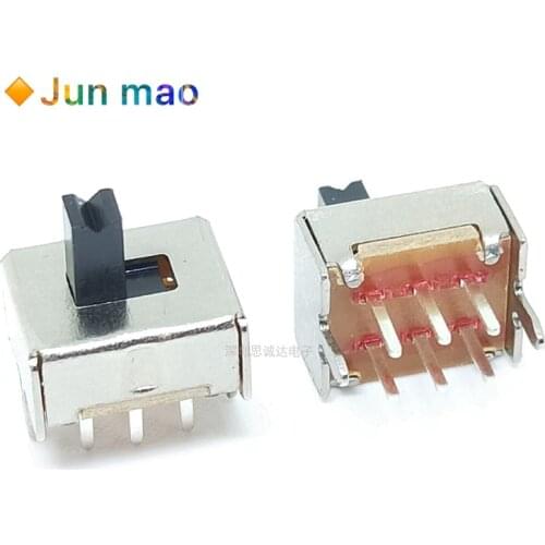 20PCS SS22D07 SS-22D07 6PIN 2P2T DPDT toggle switch side slide switches handle 4mm