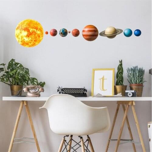 3D Space planet wall stickers for childrens room, kindergarten baby room wall decoration, bedroom door stickers