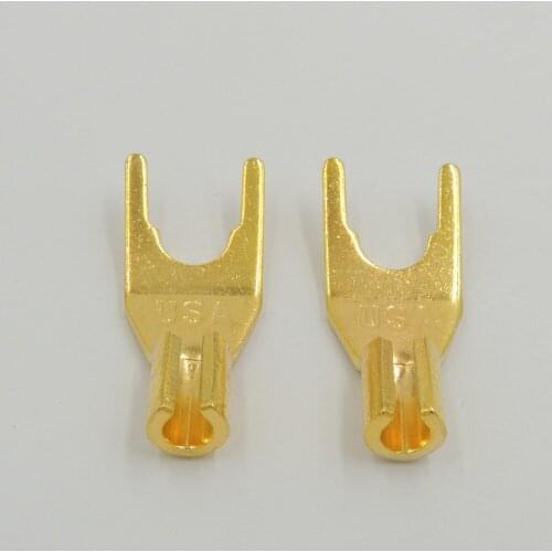 4pcs brass GOLD Plated Solderless Speaker Banana Spade Plug